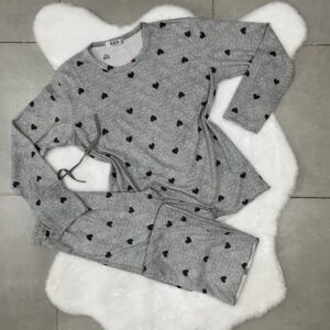 Pyjama BBS Grise A Cœurs Noir