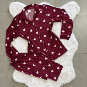 Pyjama A Boutons Cœurs Blancs