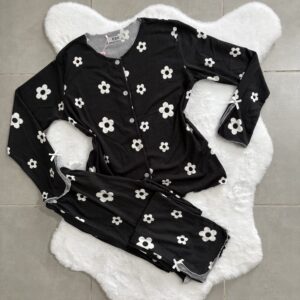 Pyjama BBS White Flowers 2 A Boutons